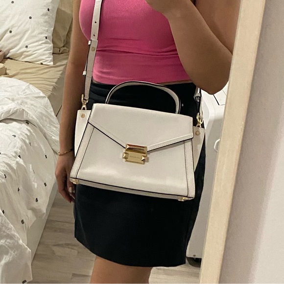 Michael Kors Whitney Medium Leather Satchel in white - Picture 10 of 10